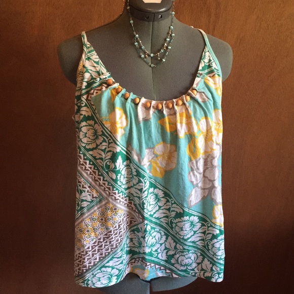 Tops - Tropical Beaded Blue Top
